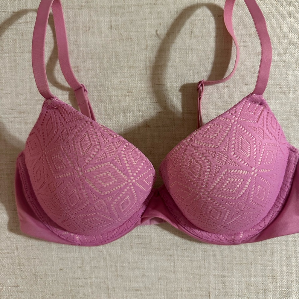 Auden Pink Geometric Lace Bra 32B New